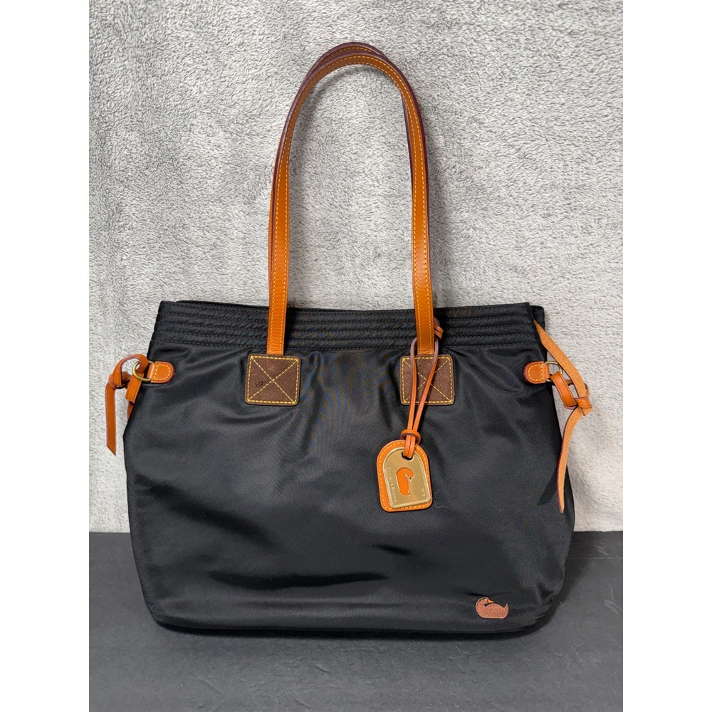 Dooney & Bourke Tote Bag Womens Large Black Nylon Leather Trim Quilted Shoulder
